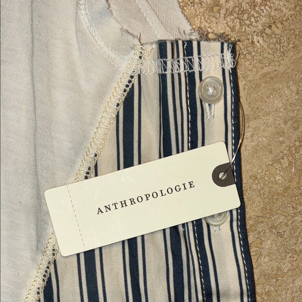 ANTHROPOLOGIE PILCRO Sleeveless White Tee, Ruffle Blue Stripes & Lace XS NWT - Picture 10 of 17